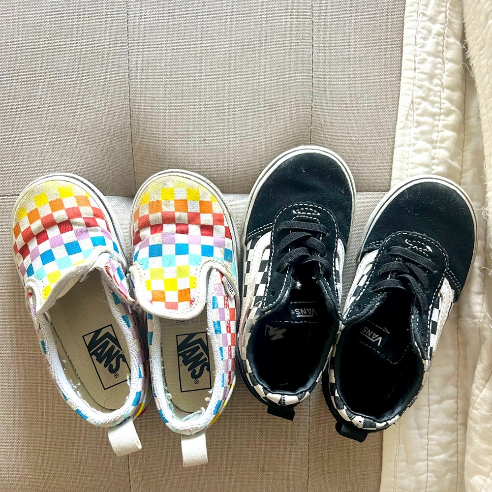 TWO PAIRS TODDLER VANS SLIP ONS